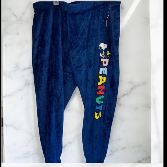 Peanuts Blue Jogger Track Pants with Elastic Waistband 2x and 3x SOFT - Picture 1 of 8